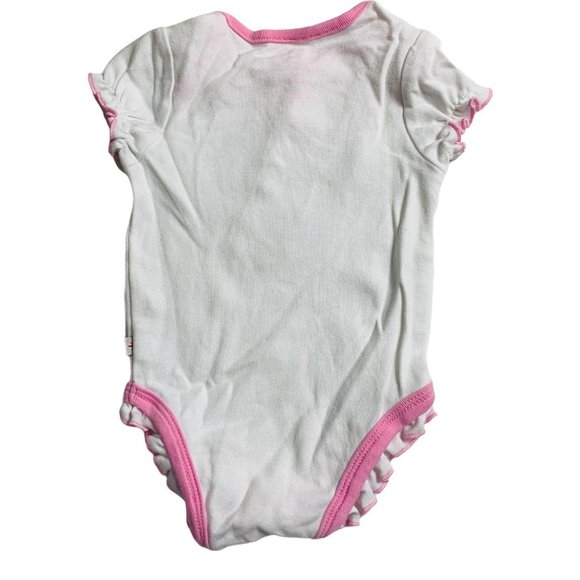 Truly 1 Piece White w Pink Bow Snaps and Trim 9 M - Picture 2 of 4